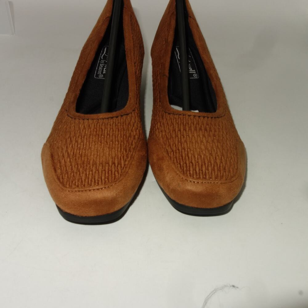 Comfort-well Beacon Stretch-n-Form Pumps Brown Square Medium Heel Shoes 7W - Picture 5 of 7
